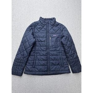 Patagonia Quilted‎ Puffer Jacket Kids 12 Blue Insulated Full Zip Outdoor